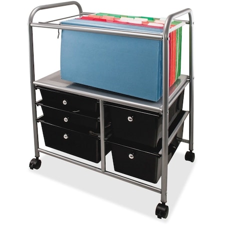 Advantus Mobile File Cart, Organizer, w/ Storage Drawers, Silver AVT34100